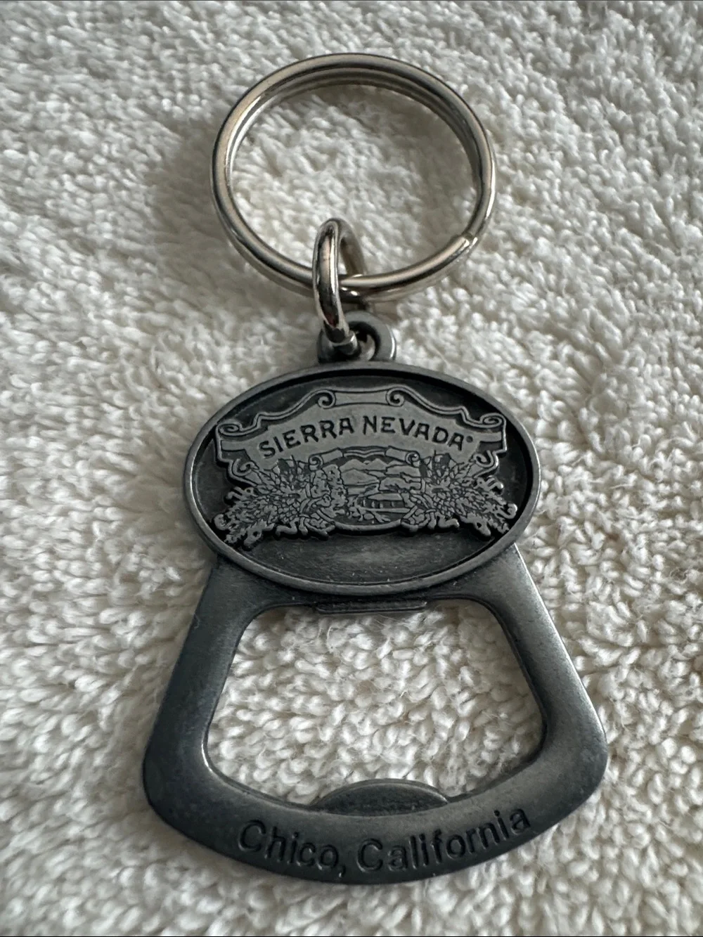 Sierra Nevada Chico, California Metal Bottle Opener Keychain - Silver